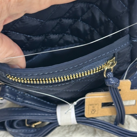 I am  (Brand)  Small Navy Quilted Crossbody Bag, 6 x 2.5 x 7 NWT - Picture 4 of 12